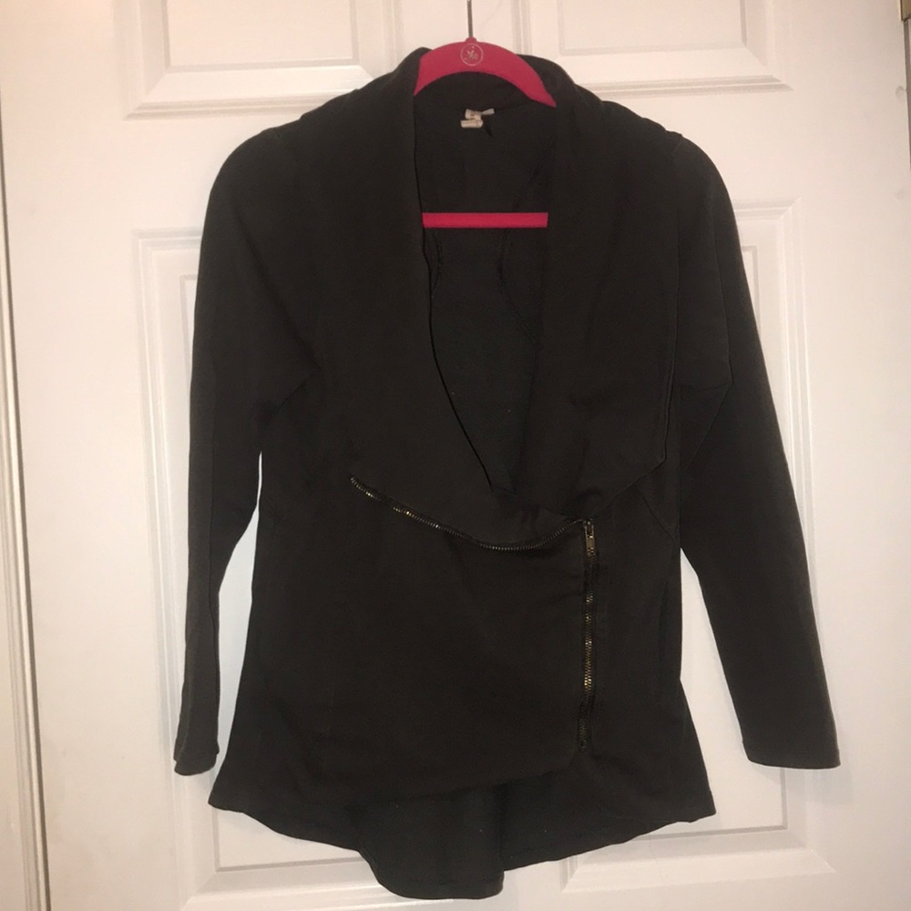 Cowl neck Asymmetrical zip up